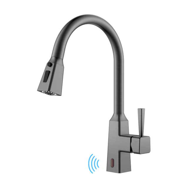 New Square Black Stainless Kitchen Faucet Pull Down Touchless Kithchen Faucet