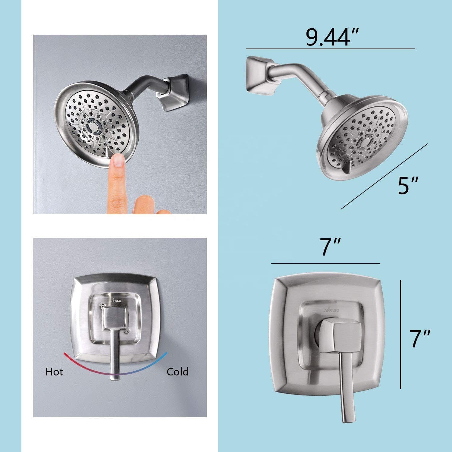 Classic Style Concealed Faucet Shower Faucet Rain In Brushed Nickel For Bathroom