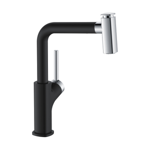 New Design Square Shape Chrome & Black Kitchen Faucets Pullout