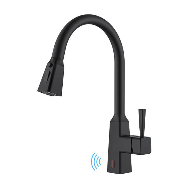 New Square Black Kitchen Faucet Pull Down Touchless Kithchen Faucet