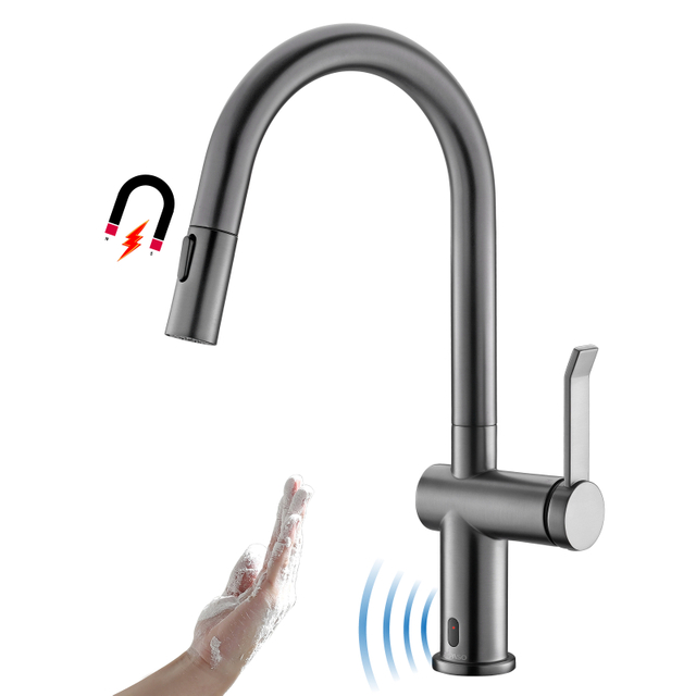 Favorable Price Contemporary Commercial Style Sensor Touch-less Kitchen Faucet Pull Down