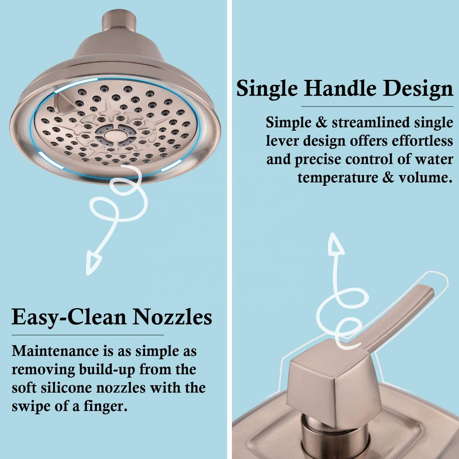 Classic Style Concealed Faucet Shower Faucet Rain In Brushed Nickel For Bathroom