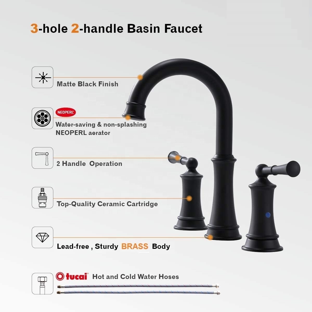 Factory Direct Wholesale Washroom Taps Durable Black Faucet Sink Bathroom Basin Faucet