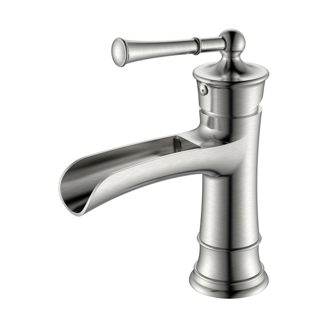 Waterfall Bathroom Faucet Nickel Single Handle Bathroom Faucet