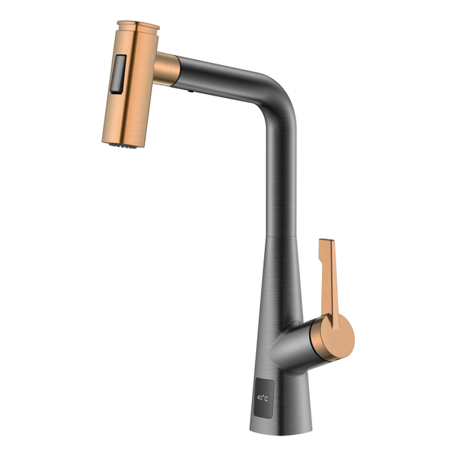 Temperature Display Pull Out Kitchen Faucet Black Stainless Rose Gold Kitchen Faucet
