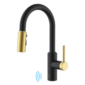 New Design Pull Down Black And Gold Kitchen Faucet Touchless Kitchen Faucets