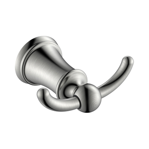 Contemporary Style Towel Double Robe Hook In Brushed Nickle