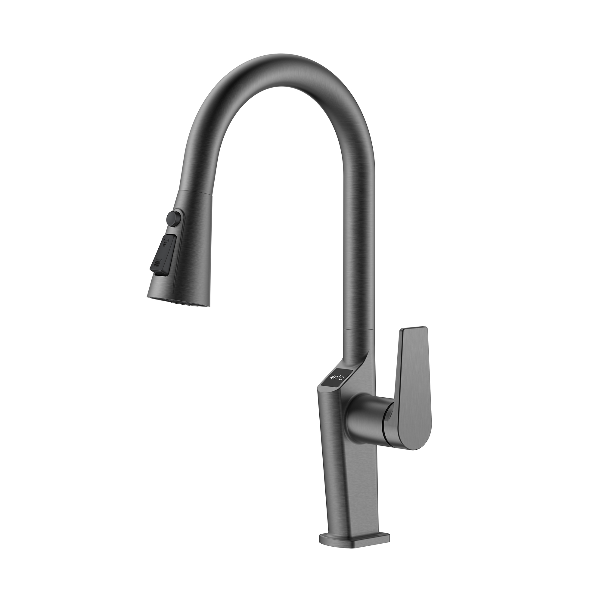 Gun Metal Hydroelectric Temperature Display Kitchen Faucets Pull Down Kitchen Faucet