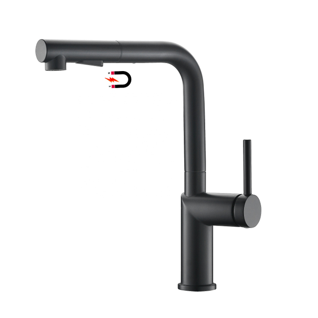 Modern Style Kitchen Tap Mixer Matte Black Kitchen Sink Faucet With Pull Out Sprayer