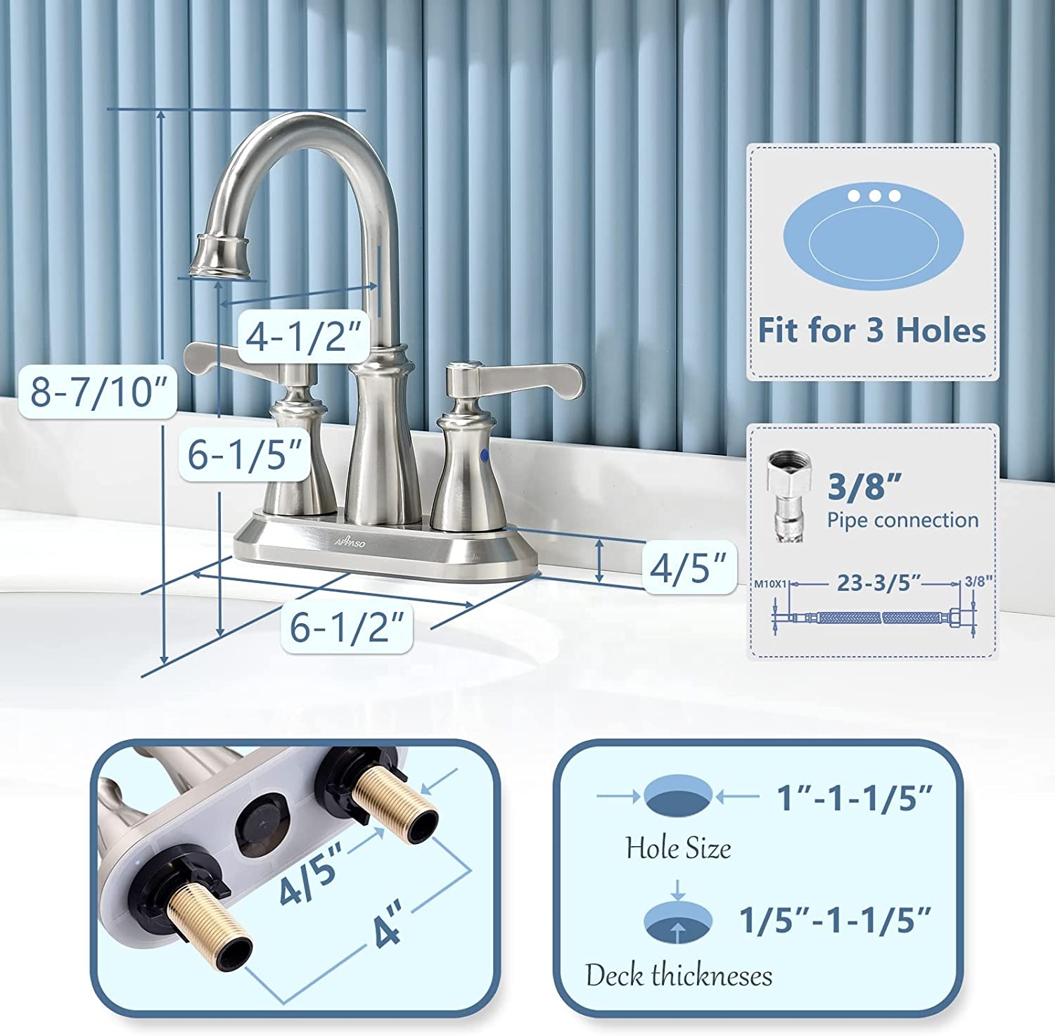 Antique Brass Basin Faucet Bathroom Sink Faucet Three Hole Basin Brushed Nickel Bathroom Faucet