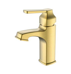 Brushed Gold Classical Square Shape Single Handle Basin Faucet For Bathroom