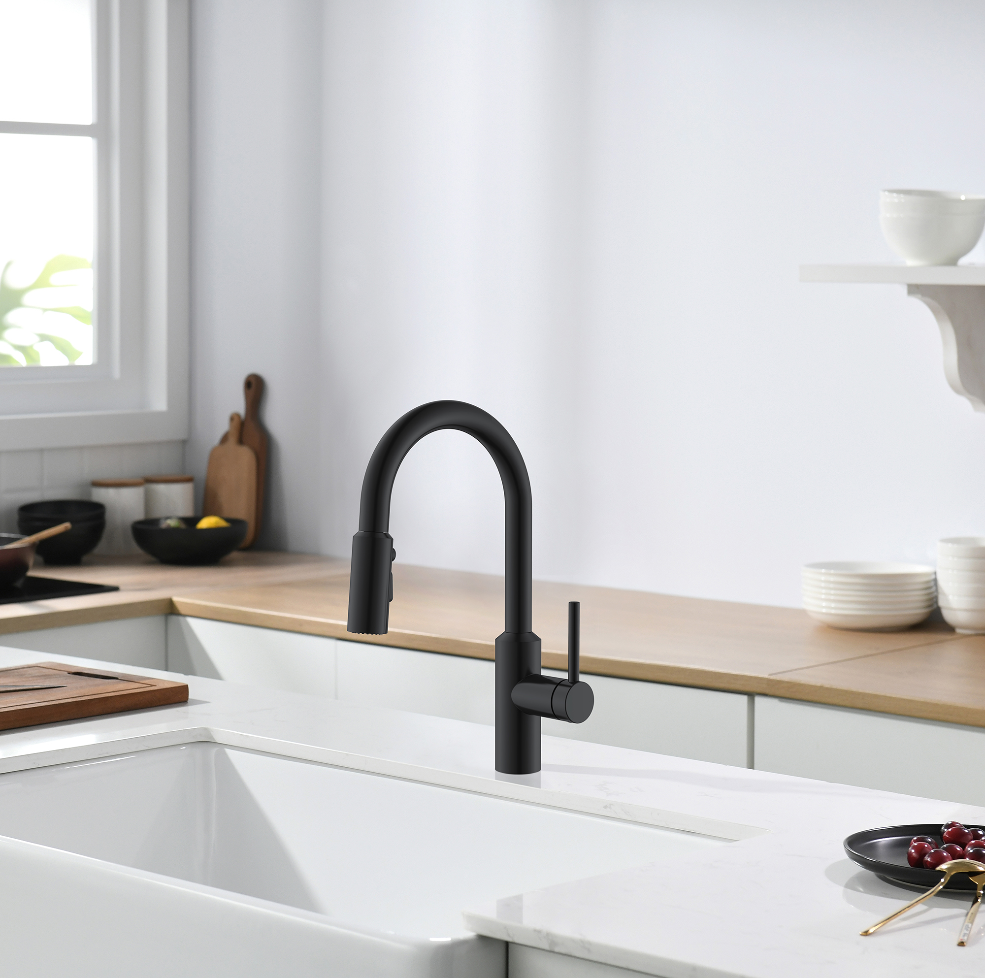New Design Pull Down Black Finish Best Gold Kitchen Faucet 