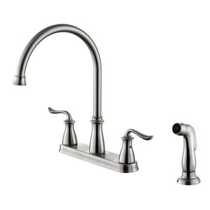 4 Hole Kitchen Faucet Manufacturer Two Handle Brushed Nickel Kitchen Faucet with Sprayer