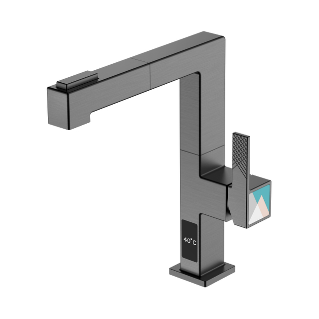 Temperature Pull Down Kitchen Faucet Black Stainless Kitchen Faucet with Sprayer