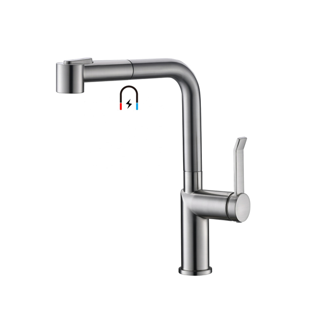 360 Degree Rotation Faucet Brushed Nickle Pull Out Faucet Wall Mount Kitchen Faucet With Sprayer