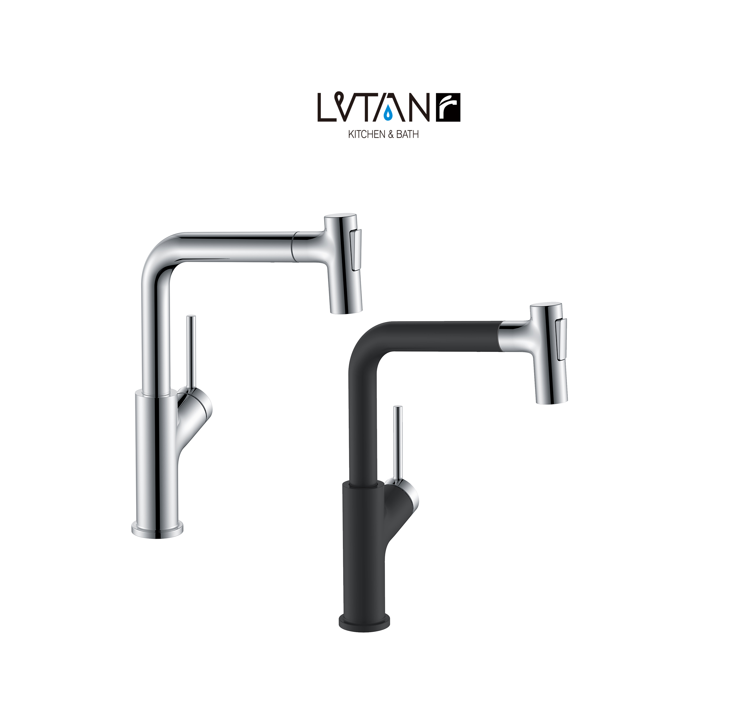 Modern European Style Single Handle Pull Out Chrome Kitchen Faucets