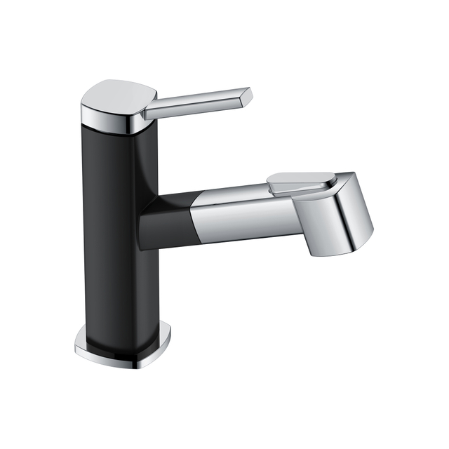 Square Shape Single Handle Chrome Faucet Black Bathroom Faucet