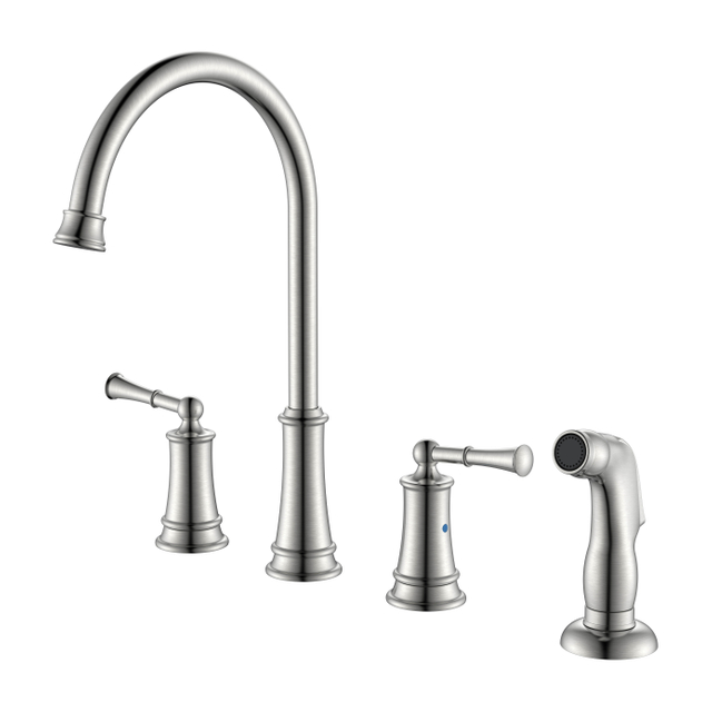 4 Hole Brushed Nickel Kitchen Faucet Factory 8" Widespread Kitchen Faucet