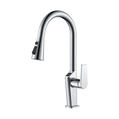Square Hydroelectric Temperature Display Kitchen Faucets Chrome Pull Down Kitchen Faucet