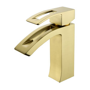 Square Single Handle Bathroom Faucets Gold Waterfall Bathroom Faucet