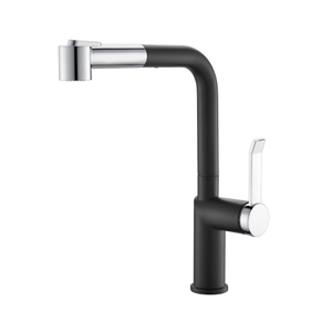 Modern Style Black+Chrome Pull-Out Kitchen Fauce